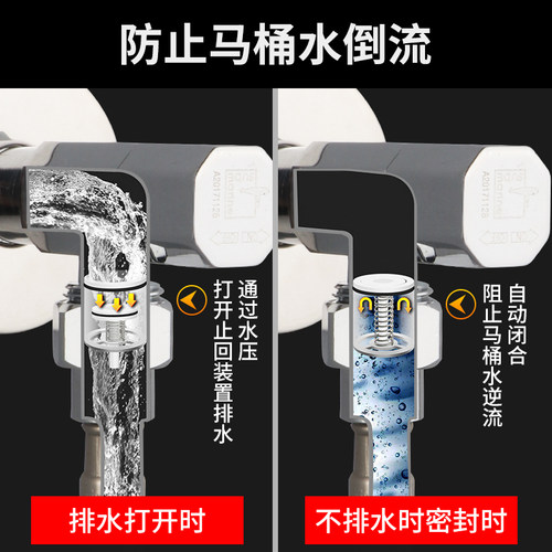 潜水艇马桶专用角阀带止回阀家用四分铜主体马桶止逆阀门防倒流 - 图2