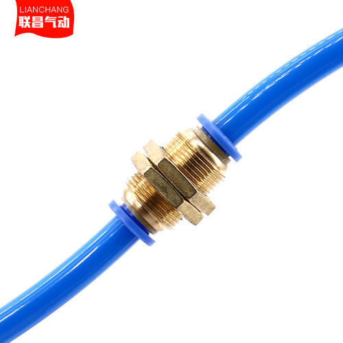 气动元件气管快速接头穿板隔板接头PM-04 06 08 10 12快插铜接头 - 图1