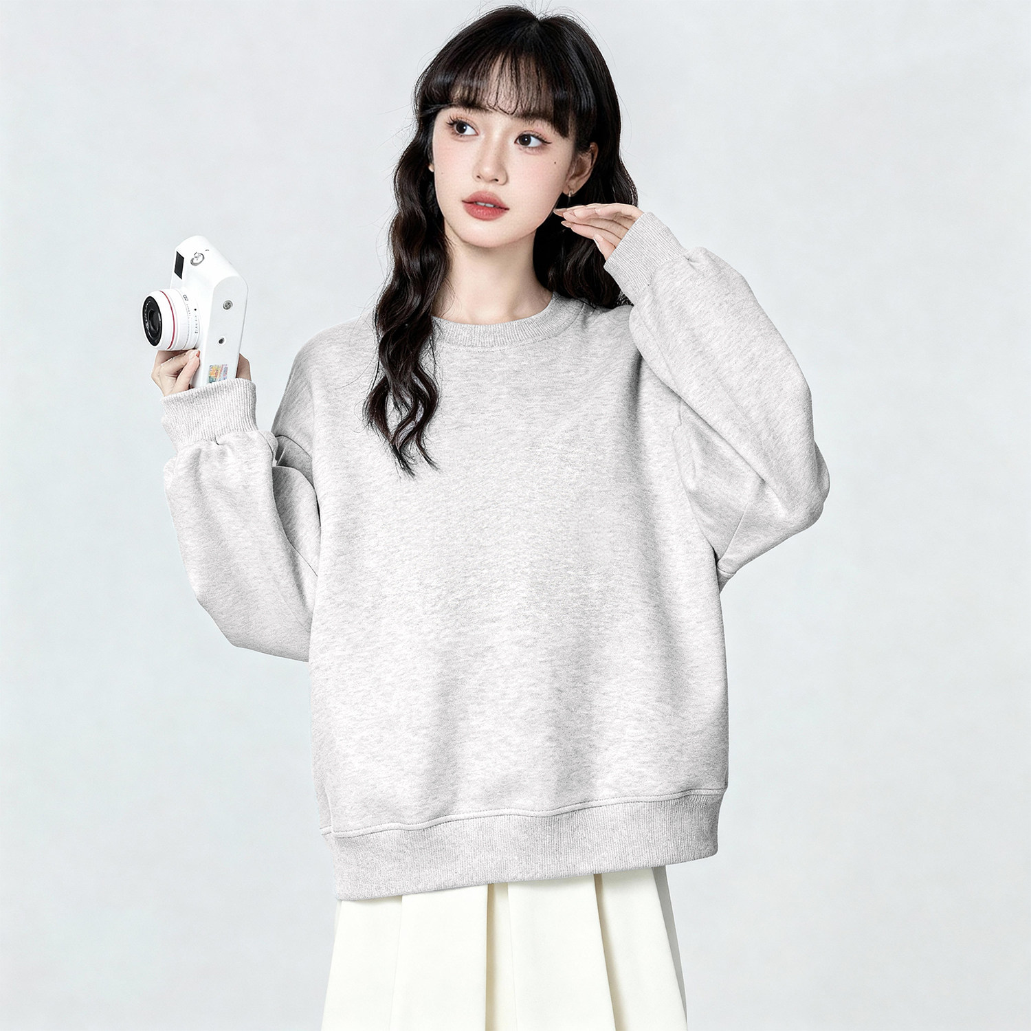 真维斯粉色奥粒绒圆领卫衣女冬季2026新款宽松保暖加绒加厚上衣w,淘宝优惠券,粉丝福利购,淘宝优惠卷