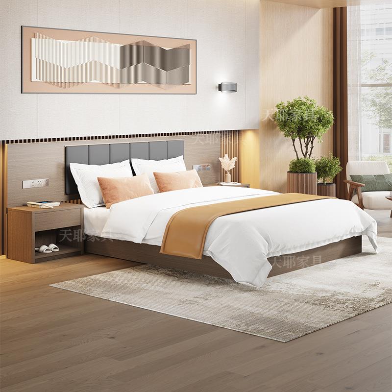 全套民宿单身公寓电视柜组合民宿酒店大床家具宾馆专用双人床标间 - 图0