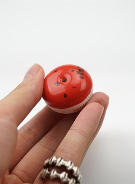 不仁斋 薛继业 迷你s香妃斑点红釉三足香插香鼎+托盘