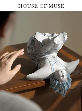 缪斯家 艺术人生 复古艺术摆件桌面装饰客厅手绘陶瓷人物雕塑