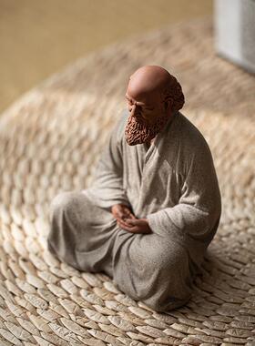 久造中式禅意达摩祖师摆件创意陶瓷人物工艺品家居客厅茶桌装饰品