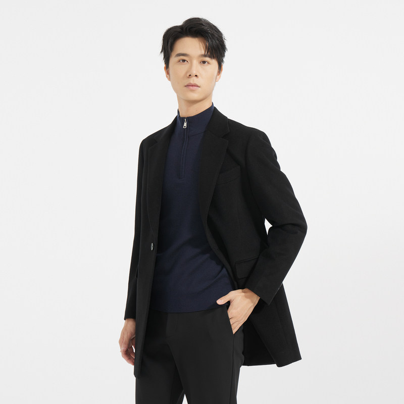 【柔软细腻】利郎奥莱毛呢外套2025冬季新款休闲保暖大衣外套男士 - 图0
