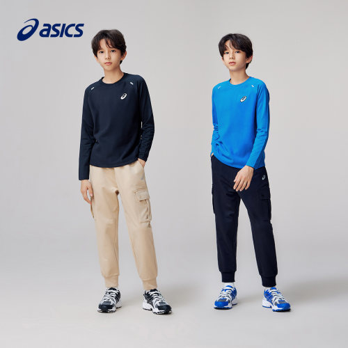 Asics/亚瑟士童装保暖摇粒绒长袖T恤运动透气内搭秋冬新款 - 图3