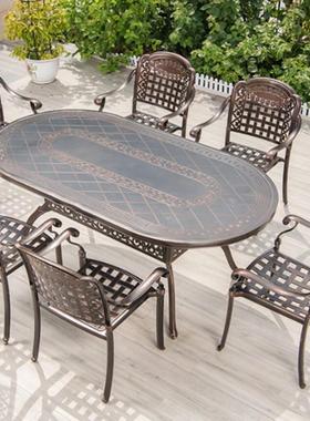 铸铝户外桌椅雕刻台铝合金椅子餐桌椅室外花园别墅休闲户外家具