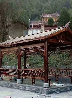 防腐木长廊凉亭户外庭院别墅走廊新农村文化连廊景观休闲古建廊亭