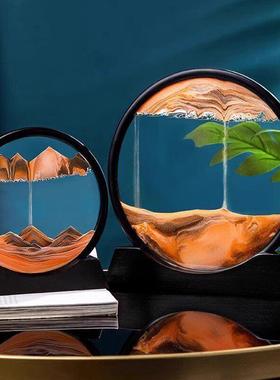 流沙画摆件轻奢3d沙漏客厅电视柜桌面装饰品创意办公室礼物大气