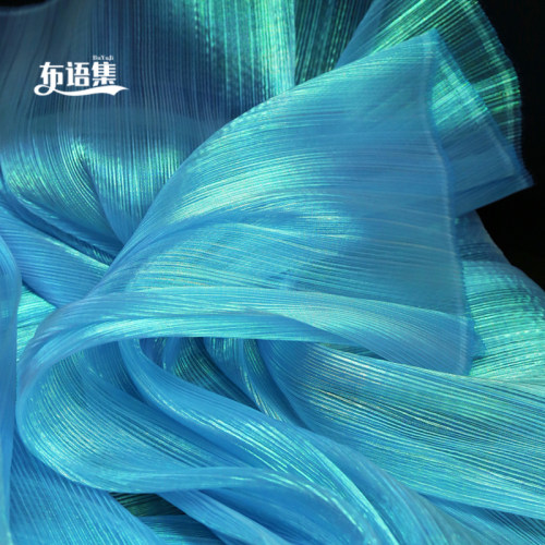 糖果人鱼姬幻彩三宅肌理褶皱欧根纱布料婚礼造型装饰背景设计面料 - 图2