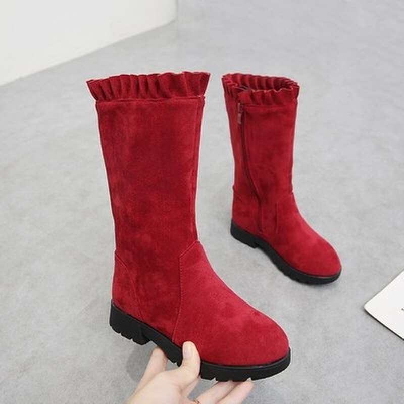 暖和女童高桶靴子冬季靴子新款 韩版 洋气儿童二棉马丁靴甜美鞋子