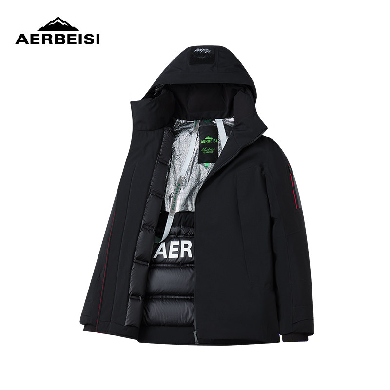阿尔卑斯石墨烯蓄热90鸭绒滑雪服外套冬季户外防寒加厚羽绒服男女