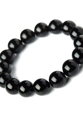 黑色玻璃珠手串男女时尚休闲手链潮酷简约高级感简约配饰新款珠子