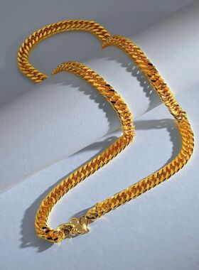 越南沙金加厚金福扣老板项链沙金项链粗项链仿真金首饰马鞭链