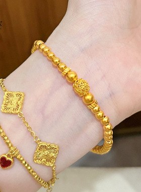 金店同款沙金传承系列镂空花丝小圆珠手链古法珠宫廷女送礼物