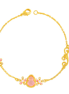 金店同款越南沙金镶钻豆蔻珍珠桃花葫芦珍珠锁包吊坠手链戒指套装