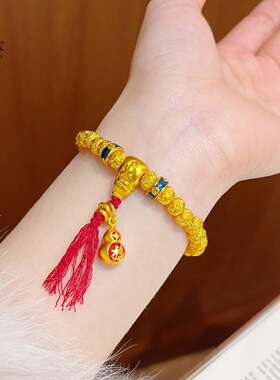 古法越南沙金无相佛核桃珠鸿运葫芦流苏手串菩提圆珠福禄手链女