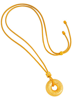 金店款越南沙金999CNC丝绒钱币平安扣吊坠项链新中式毛衣链女防金