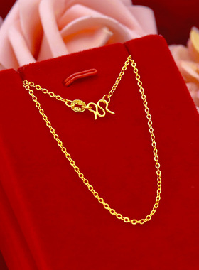 越南沙金不掉色盒子链精品女士锁骨细链子水波链蛇骨链O字链轻奢