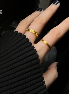 金店同款越南沙金精致光面素戒指简约冷淡风高级感设计送女友礼物