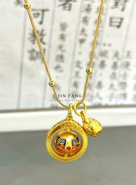 不掉色越南沙金999扎基拉姆圆环吊仿真金项链饰品女项链气质百搭