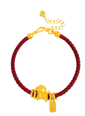 金店同款越南沙金平安喜乐生肖马红绳手链马年本命年编织手绳女