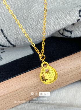 越南沙金新款碎冰冰小胖福吊坠小福袋项链时尚百搭沙金锁骨链货源