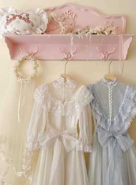 9C法式复古置物架墙上隔板壁挂收纳玄关卧室客厅墙壁搁板衣帽架挂