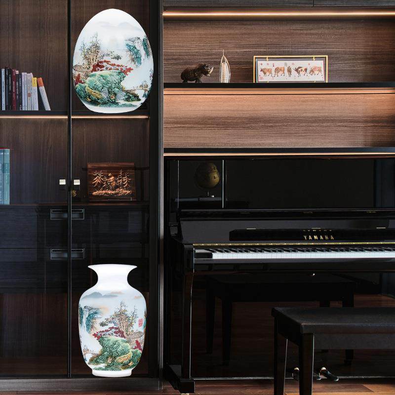 迷你版小号陶瓷花瓶玄关博古架办公桌摆件粉彩山水画冬瓜瓶薄胎瓷,淘宝优惠券,粉丝福利购,淘宝优惠卷