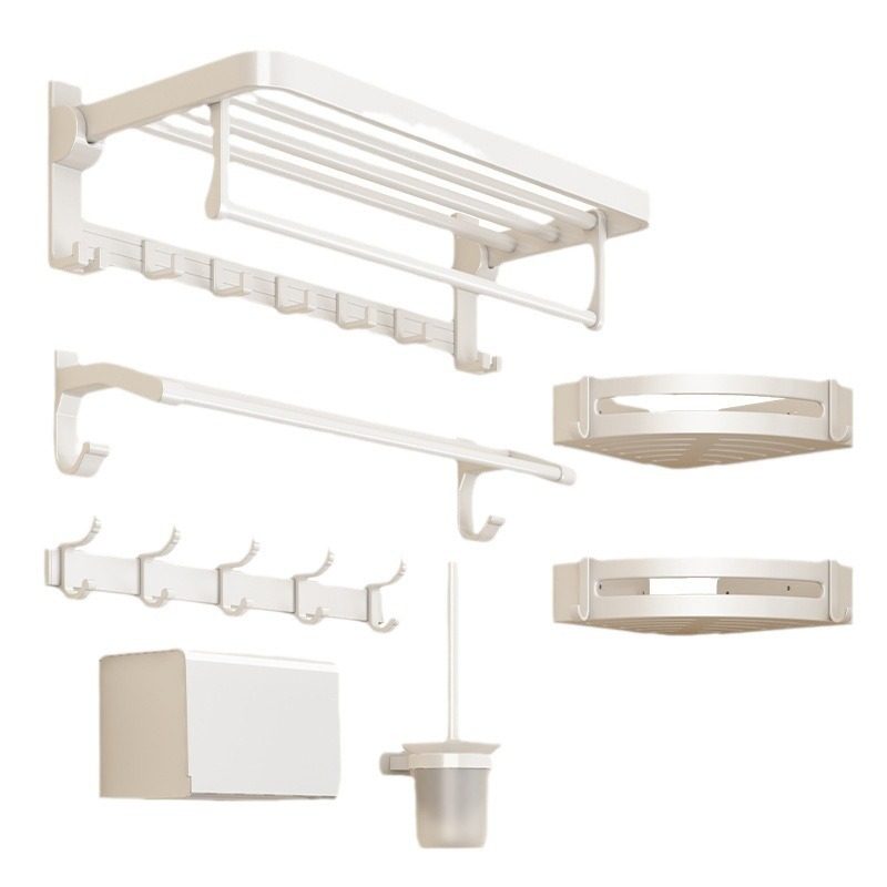 白色毛巾架免打孔卫生间浴室置物架壁挂式厕所浴巾架卫浴挂件套装,淘宝优惠券,粉丝福利购,淘宝优惠卷