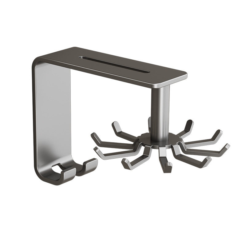 枪灰厨房旋转挂钩多功能免打孔壁挂式置物架锅铲收纳勺子铲子挂架,淘宝优惠券,粉丝福利购,淘宝优惠卷