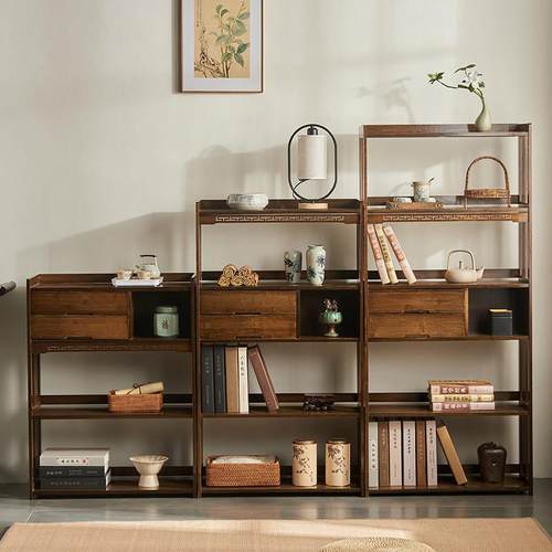 新中式实木博古架茶壶架茶边置物架小型茶叶柜子茶具收纳层架 - 图2