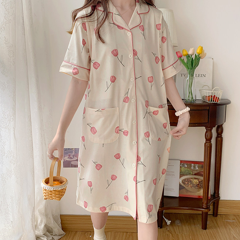 孕妇睡裙夏款哺乳睡衣产妇纯棉短袖开衫月子服夏季薄款产后家居服,淘宝优惠券,粉丝福利购,淘宝优惠卷