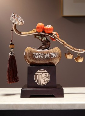 新中式事事如意柿子装饰玄关客厅酒柜办公室摆Q件饰品新居乔迁礼