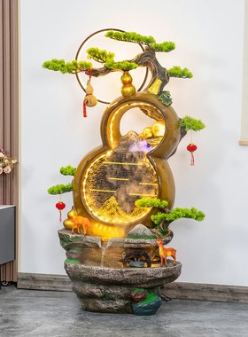 五福临门葫芦流i水生财喷泉摆件循环水客厅假山风水轮落地景观装