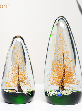 北欧轻奢水晶琉璃工艺品花瓶创意水滴摆件现代简S约客厅家居装饰
