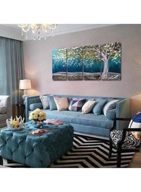 YIHUIARTS金属画铝板三D画客厅水晶无框漆画树墙饰畵转手绘