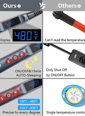 90W大功率数显LCD电烙铁110V/220V可调温度4芯焊锡handskit