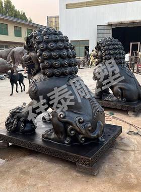 铸铜狮子雕塑门口铜狮子摆件景观园林铜狮制造铸铜汇丰狮