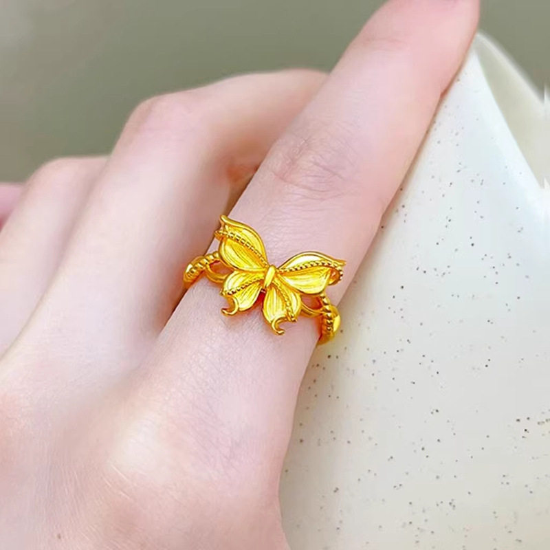 Misty filigree colorful butterfly ring for women