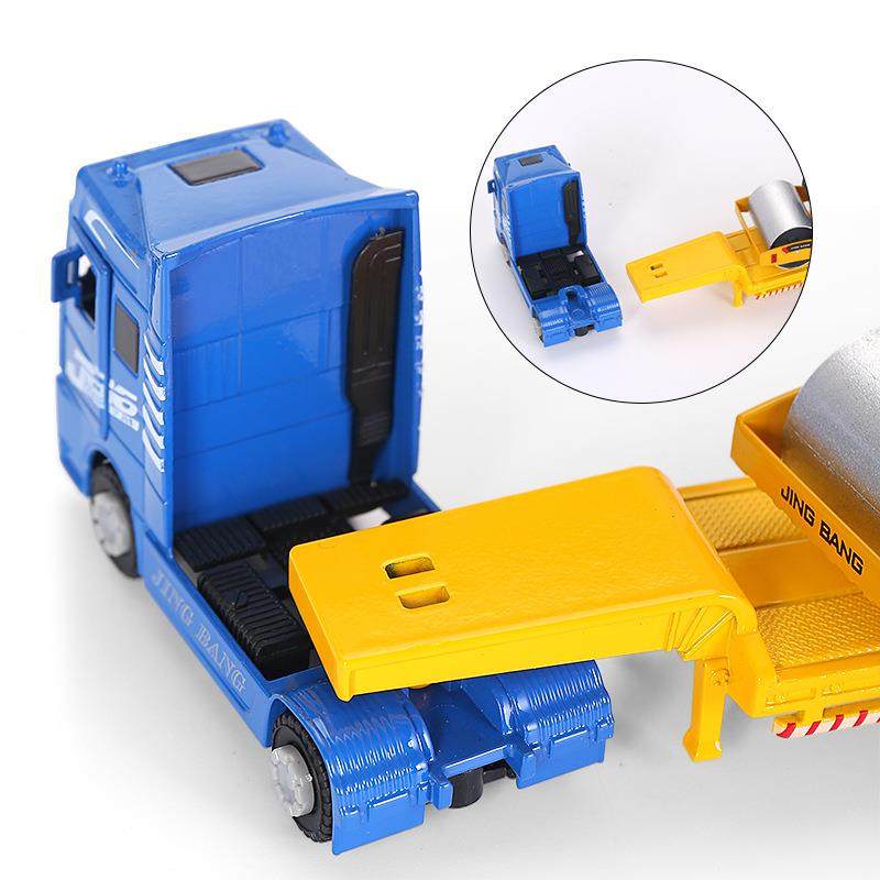 精邦1:60合金工程车模型平台拖车带挖掘机压路机套装拖挂运输车,淘宝优惠券,粉丝福利购,淘宝优惠卷