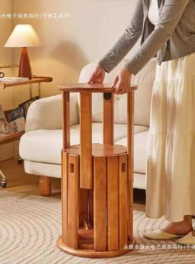 叠叠圆凳实木多功能板凳凳子组合茶几客厅家用叠放中式吃饭餐椅子