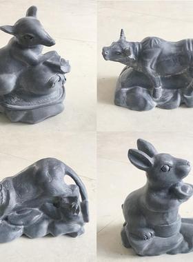 青石十二生肖石雕摆件鼠牛虎兔龙蛇马羊猴鸡狗猪天然石头雕刻生肖