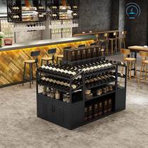 New Iron Art Red Wine Cabinet Commercial Wine Zhuang Super City Shelves Island Cabinets Floor Display Industrial Wind Wine Racks