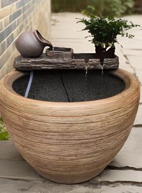 流水摆件循环水创意家居生财玄关客厅阳台庭院鱼池增氧造景摆件