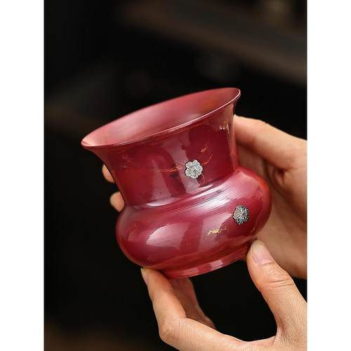 紫铜建水小号茶室家用茶渣缸茶水缸茶具配件手工覆古茶道功夫茶具 - 图0