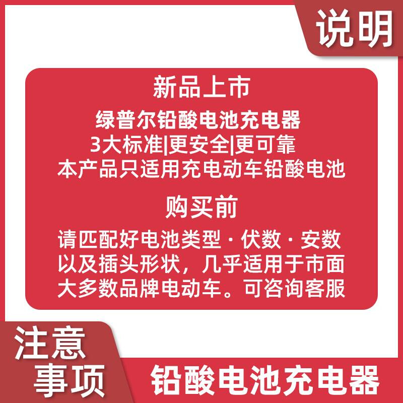 绿普尔48V60V72V电动车电量显示云智能自动关机铅酸蓄电池充电器-图1