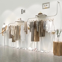 Online Red Creative Clothing Shop Upper Wall Display Rack Hanger Ground Style Show Shelf Stainless Steel Cloakclothes Rack Clothing Rack