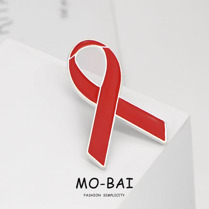 防治AIDS红色丝带胸针扣HIV关爱121公益活动宣传标志胸牌金属徽章 - 图2