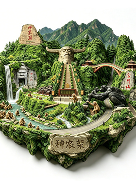 【神农架冰箱贴】官门山野人洞华中屋脊原始森林湖北文创文旅贴饰