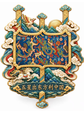 【新疆国宝文物五星出东方冰箱贴】织锦纹样纪念品博物馆文创磁贴